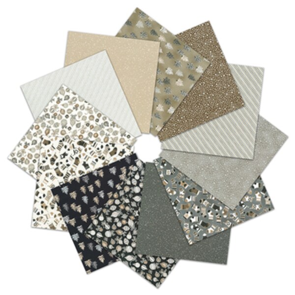 Holiday Charms 10&#x22; Square Pack (Layer Cake / Ten Square) in Taupe by Studio RK for Robert Kaufman (TEN-1323-42)