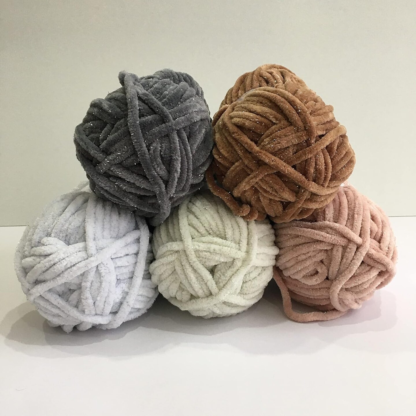 Silvery Glitter Chenille Baby Blanket Yarn Amigurumi Yarn for Crocheting
