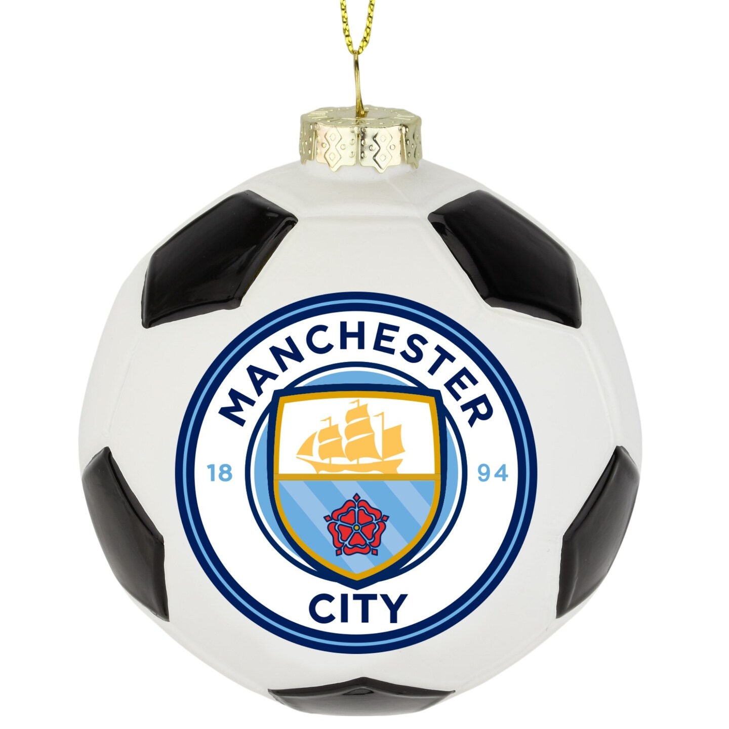 Tree Buddees x Manchester City F.C. Official Football Club Bauble Limited Edition Christmas Ornament - Glass Soccer Ball