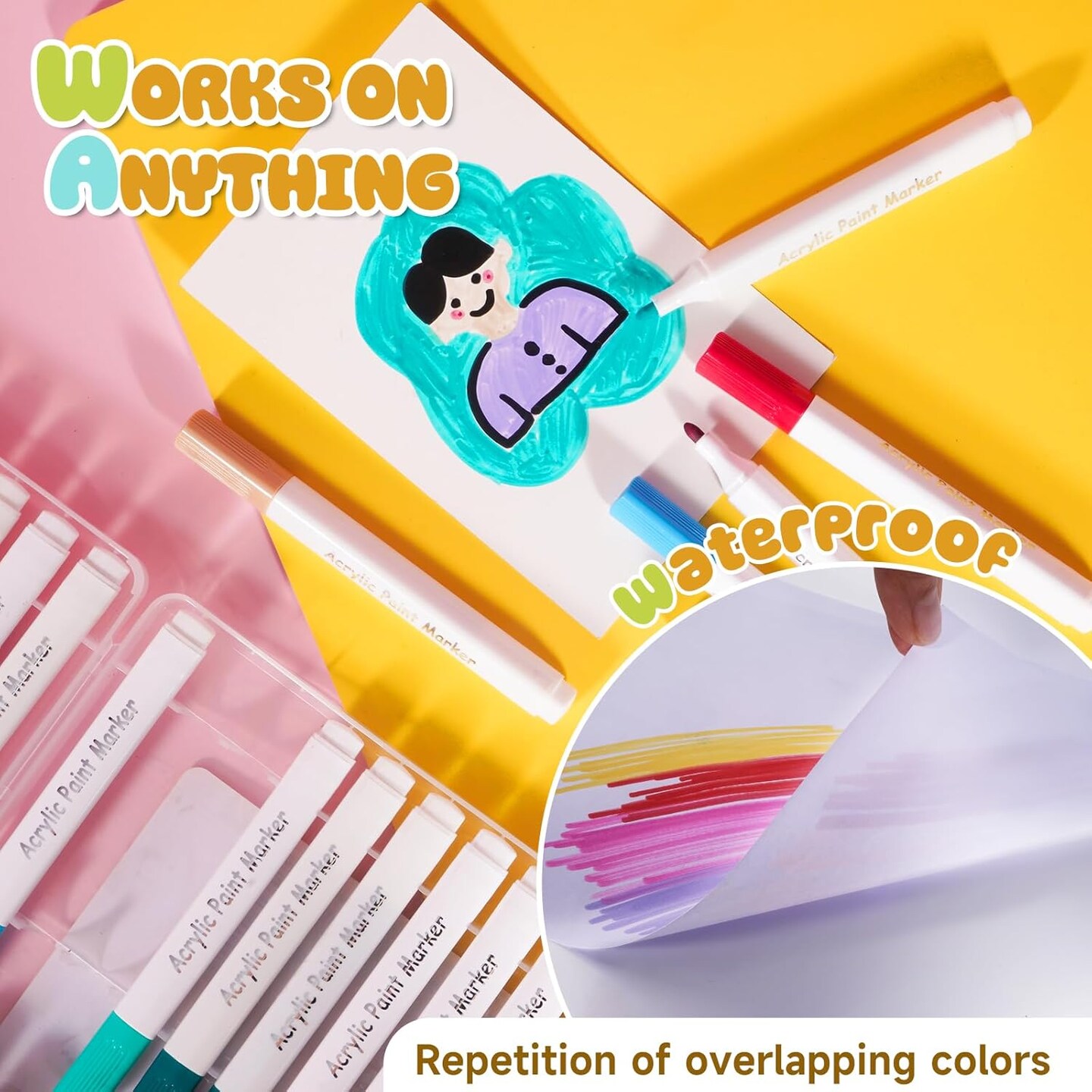 48 Colors Alcohol-Free Acrylic Paint Markers