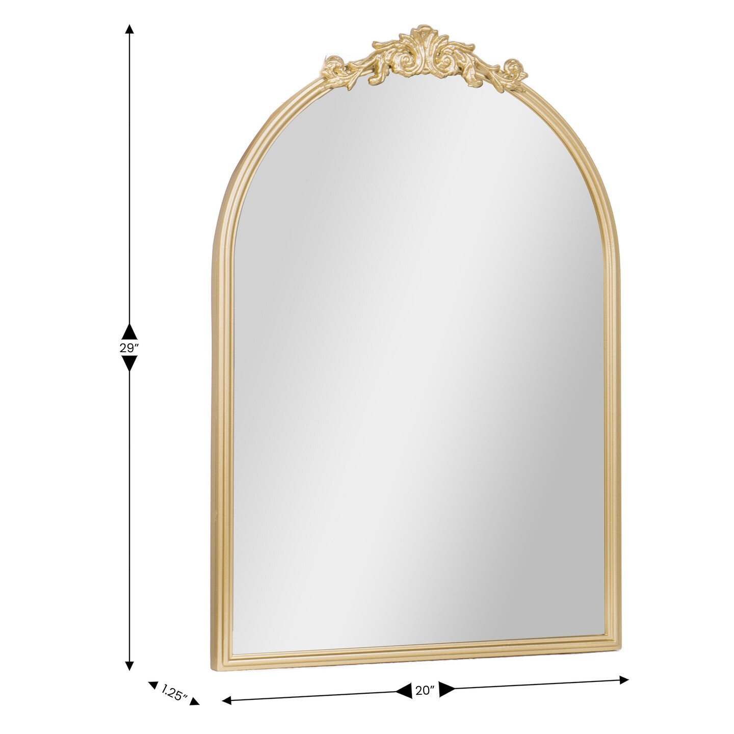 Emma and Oliver Monte Arched Wall Mirror with Baroque Style Detail, and Aluminum Backed Glass for Clarity for Entryways, Bathrooms &#x26; More