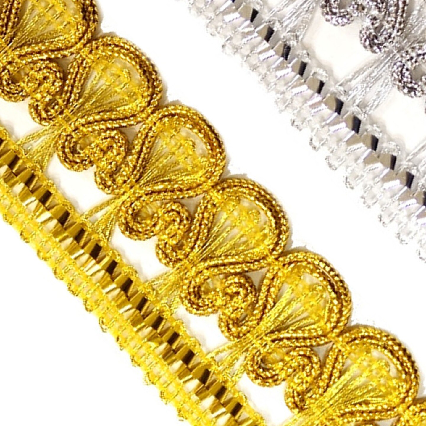 1"x 10 Yards Silver Metallic Lace Trim 5 Packs Metallic Trim 3