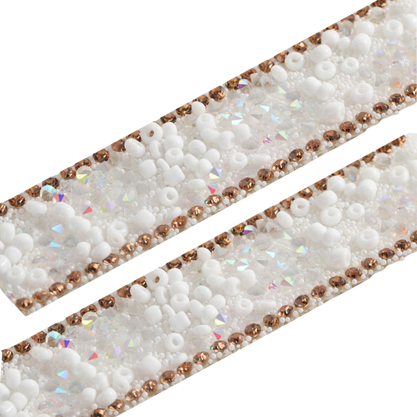 5/8&#x22;x 5 Yards Gold Crystal Outline Iron On Rhinestone Trim Pack of 1