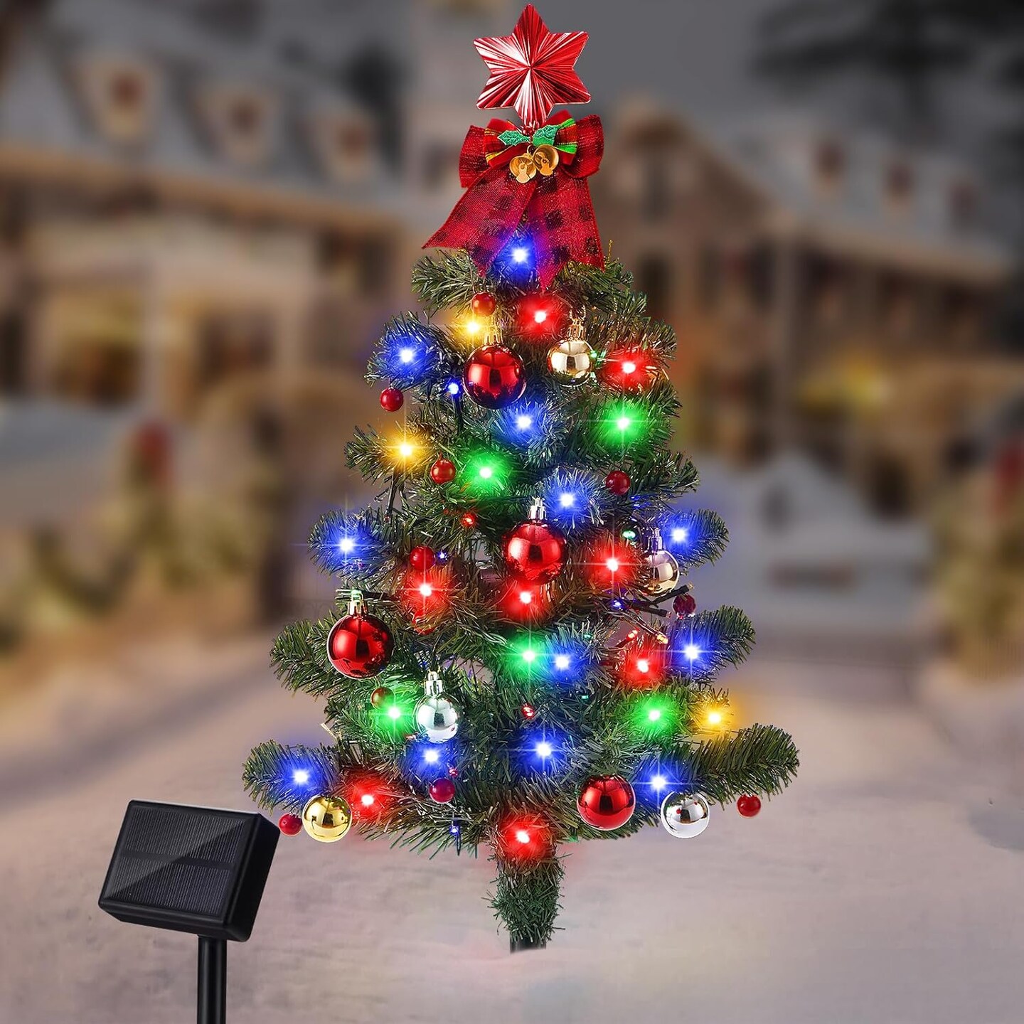 Solar christmas ornament lights sales