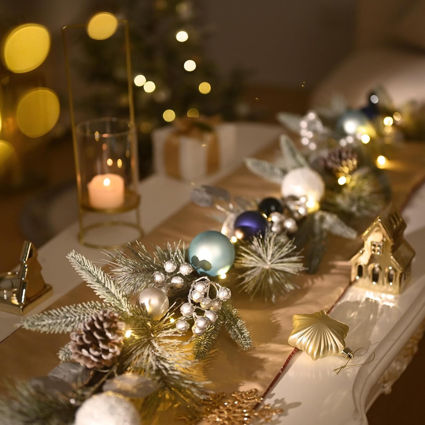 9 feet Pre-Lit Christmas Garland with Light for Mantle