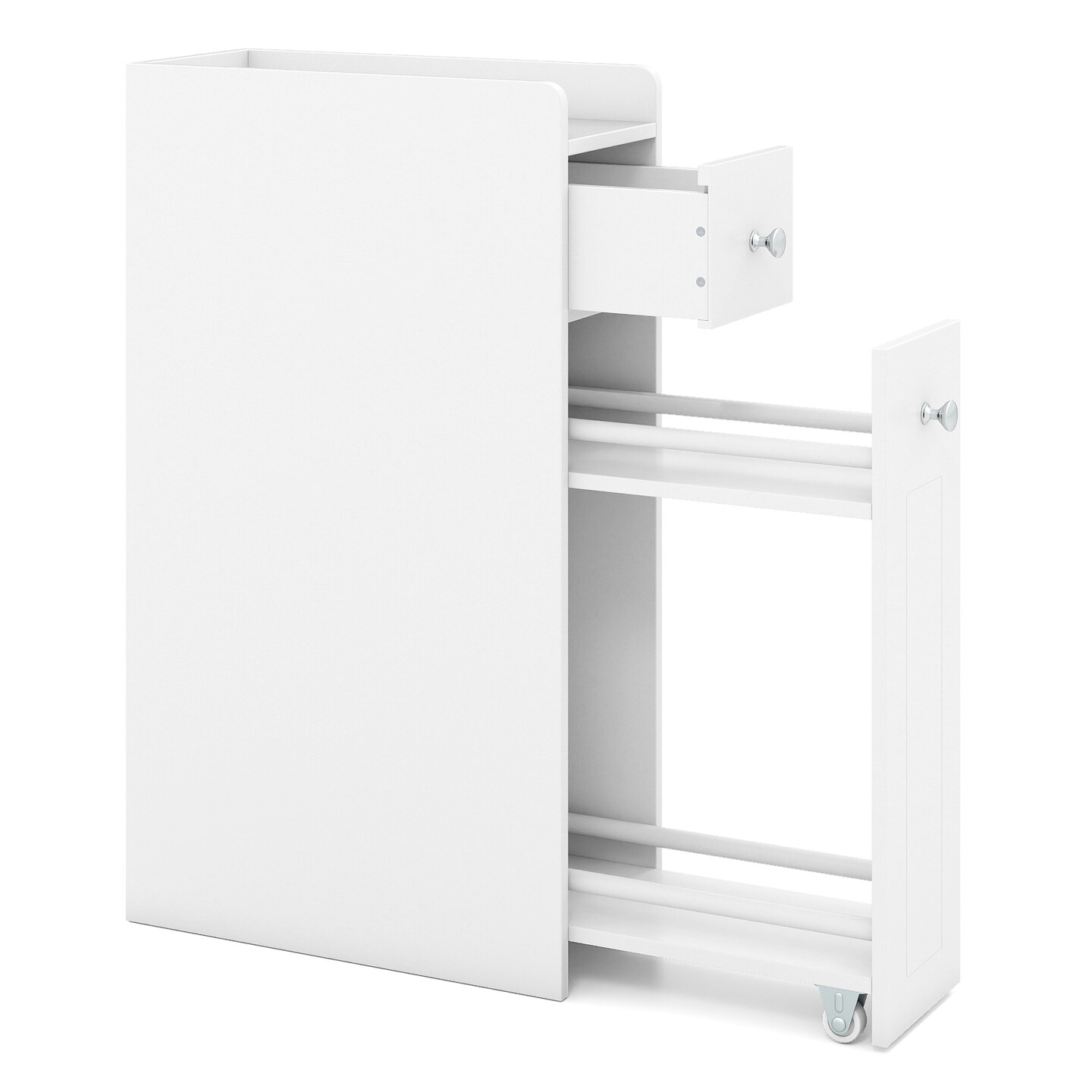 Bathroom Organizer Cabinet 4-Tier with Rolling Slide-Out Drawers