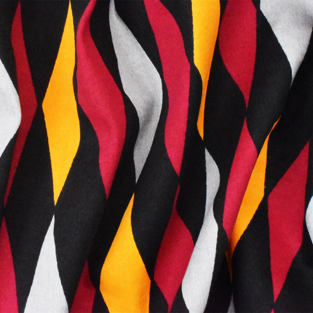 Red-Black-Multi Diamond Printed Stretch Cotton Spandex Twill Sateen Fabric By the Yard