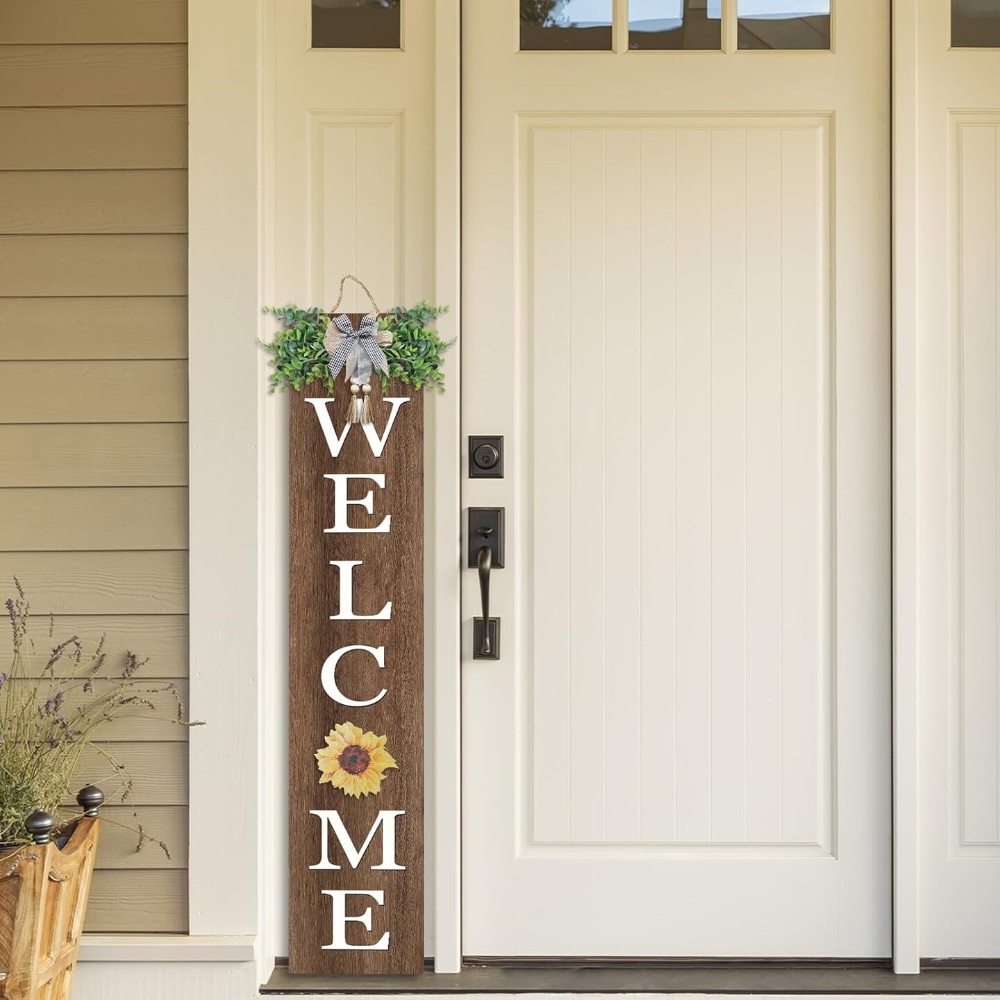 Outdoor Welcome Sign for Front Porch (Interchangeable Outdoor Welcome Sign Wood)