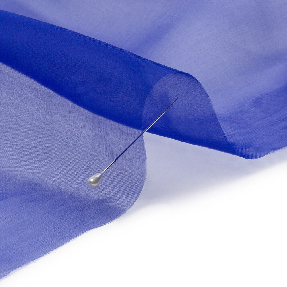 1 Yard Mazarine Blue Silk Organza Fabric Lightweight Sheer Material for Dresses 44 Inch Width