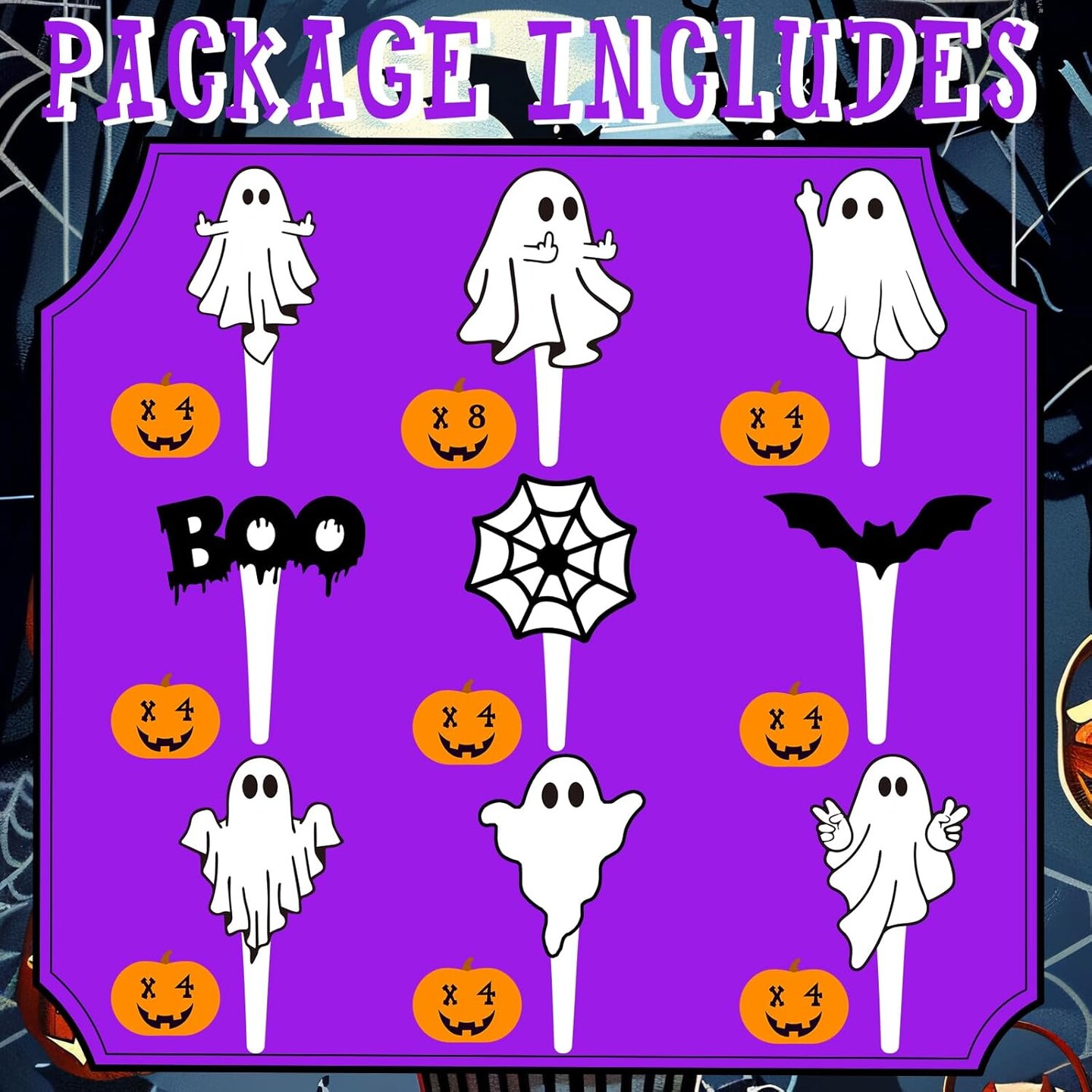 40-Pack Ghost Cupcake Toppers – Spooky & Cute Halloween Party Decorations with 10 Unique Designs for Ghost-Themed Birthdays, Baby Showers & Dessert Tables