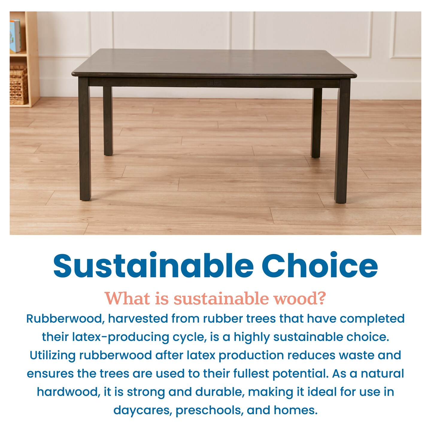 30in x 48in Rectangular Hardwood Table with 22in Legs, Kids Furniture