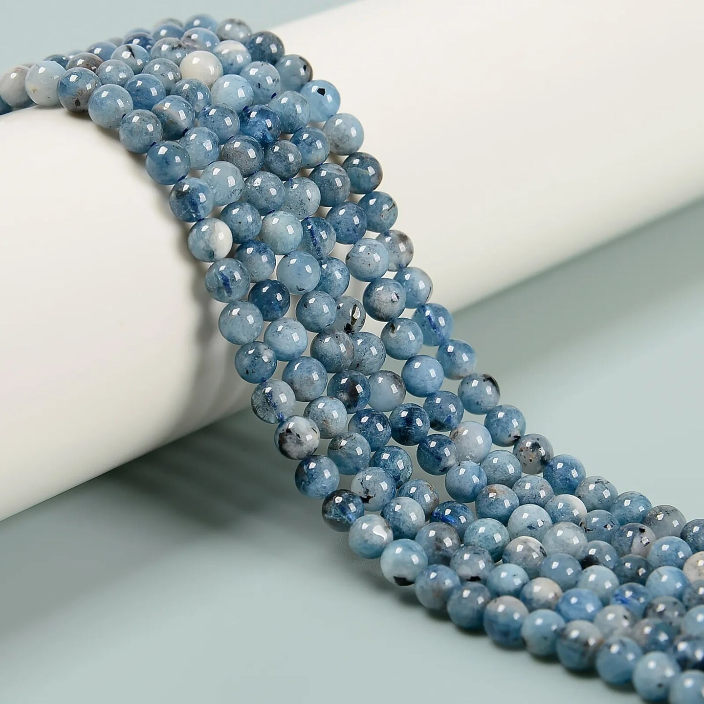 Natural Dark Blue Aquamarine Smooth Round Beads Size 4-5mm 15.5&#x27;&#x27; Strand