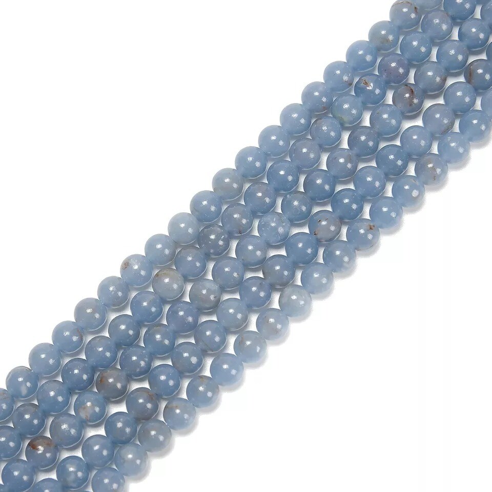 Natural Angelite Smooth Round Beads Size 8mm 15.5&#x27;&#x27; Strand (8mm)