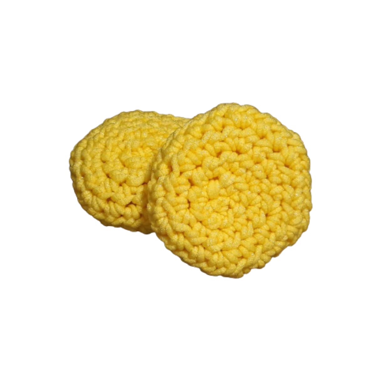 product name is Crocheted Yellow Pot Scrubber, Set of 2