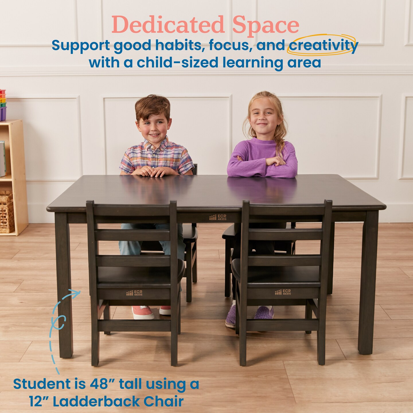 30in x 48in Rectangular Hardwood Table with 22in Legs, Kids Furniture