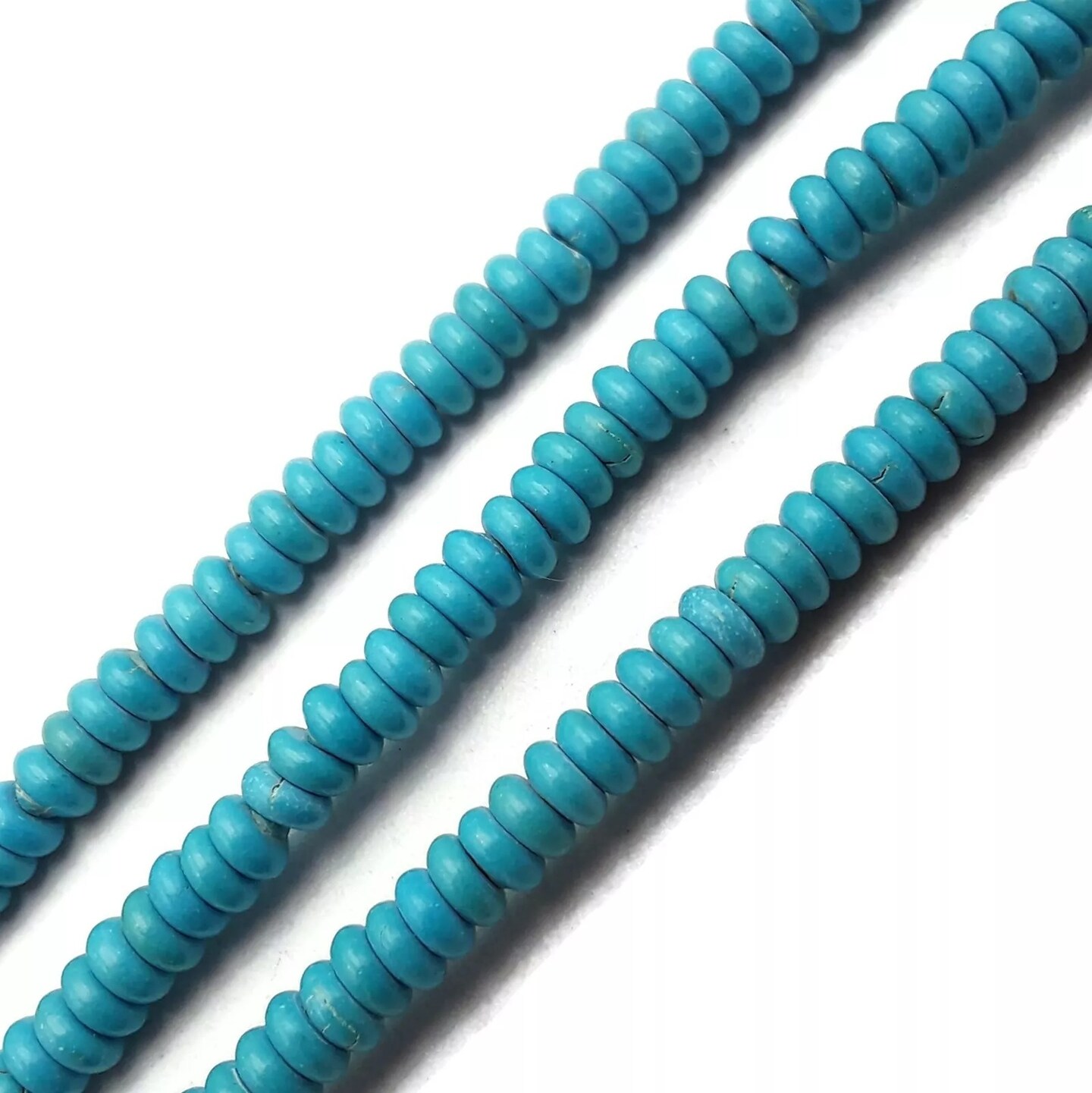 Bright Blue Turquoise Smooth Rondelle Beads 2x4mm 15.5&#x22; Strand