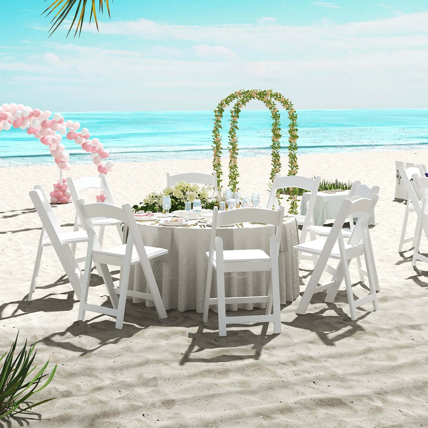 Costway 4/8/12/16/20 Pack Resin Folding Chairs with Padded Seat All-Weather Resin Frame Patio