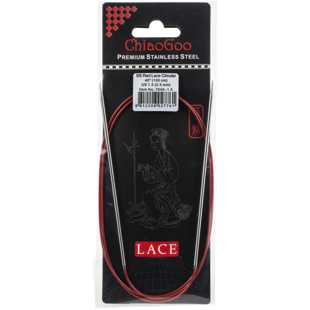 ChiaoGoo Red Lace 40" Stainless Circular Knitting Needles - Sizes US 0/2mm to 17 / 12.75mm
