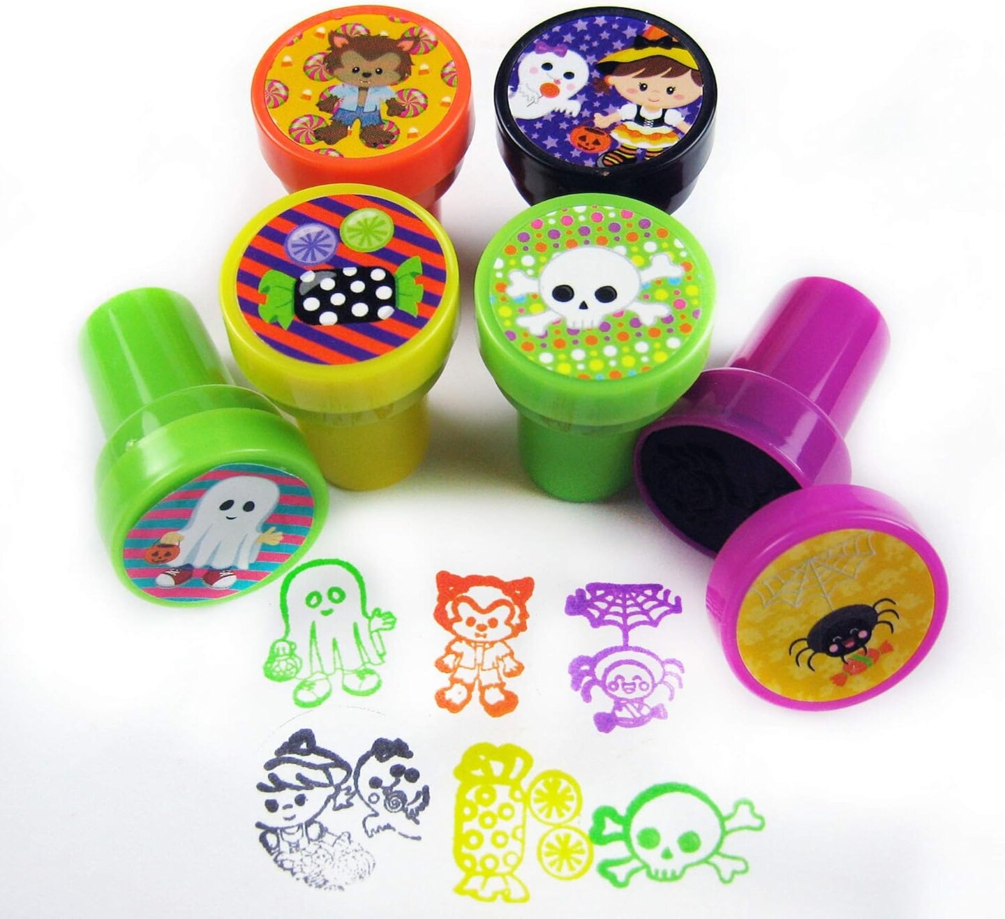 TINYMILLS 50 Pcs Halloween Stamps for Kids with 50 Different Designs Trick or Treat Stampers Bulk Halloween Party Favors for Kids, Game Prizes, Halloween Stampers for Kids, Non Candy Treats