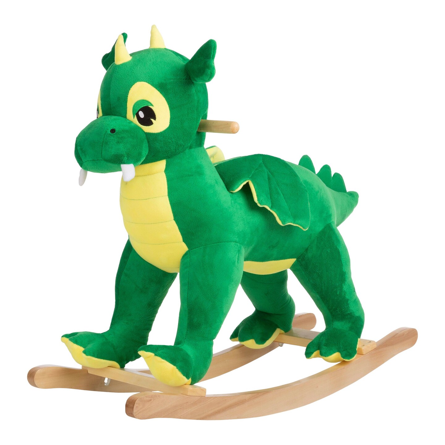 Plush Dinosaur Rocking Horse Toy Green And Yellow For Toddlers Ages 3 And Up