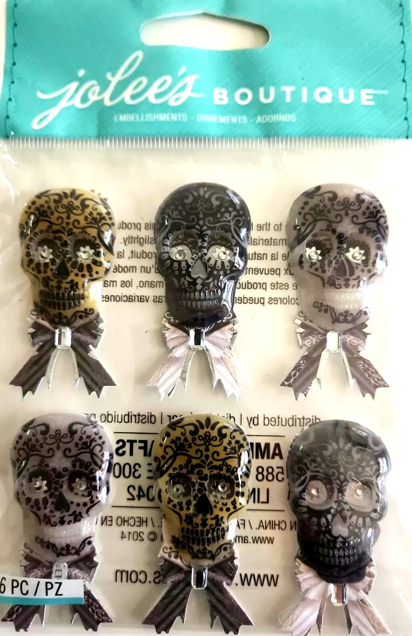 Jolee&#x27;s Boutique Black &#x26; White Skulls Repeat Dimensional Cabochons Stickers