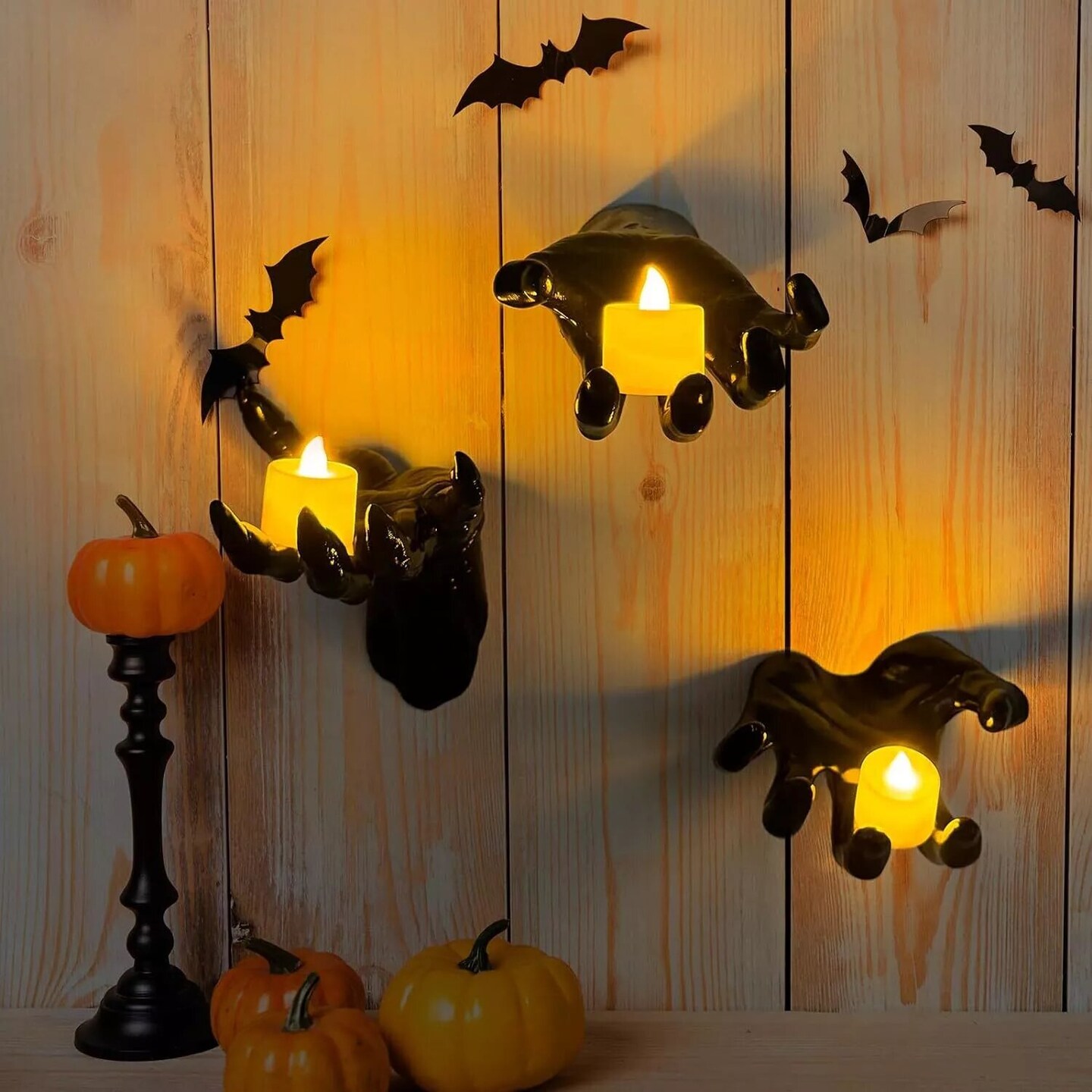 Kitcheniva 3 Pcs Spooky Hands Wall LED Candle Lights Decor