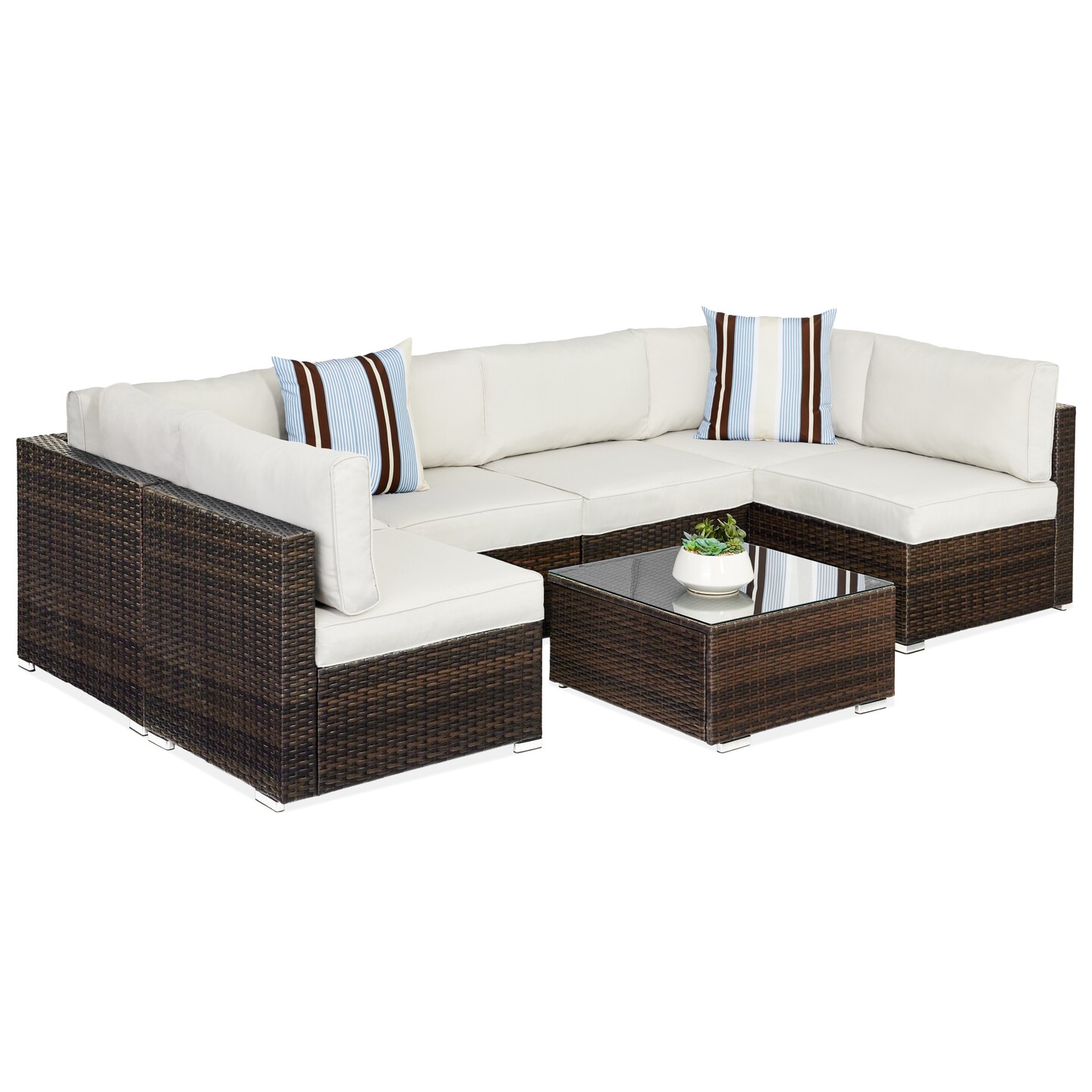 Best Choice Products 7-Piece Outdoor Modular Patio Conversation Furniture, Wicker Sectional Set