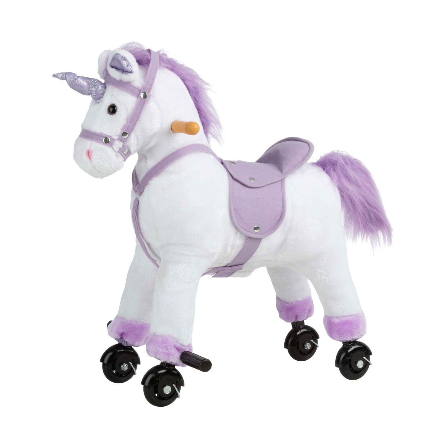 Ride On Unicorn Plush Toy With Wheels Sounds For Kids Aged 3 White Purple