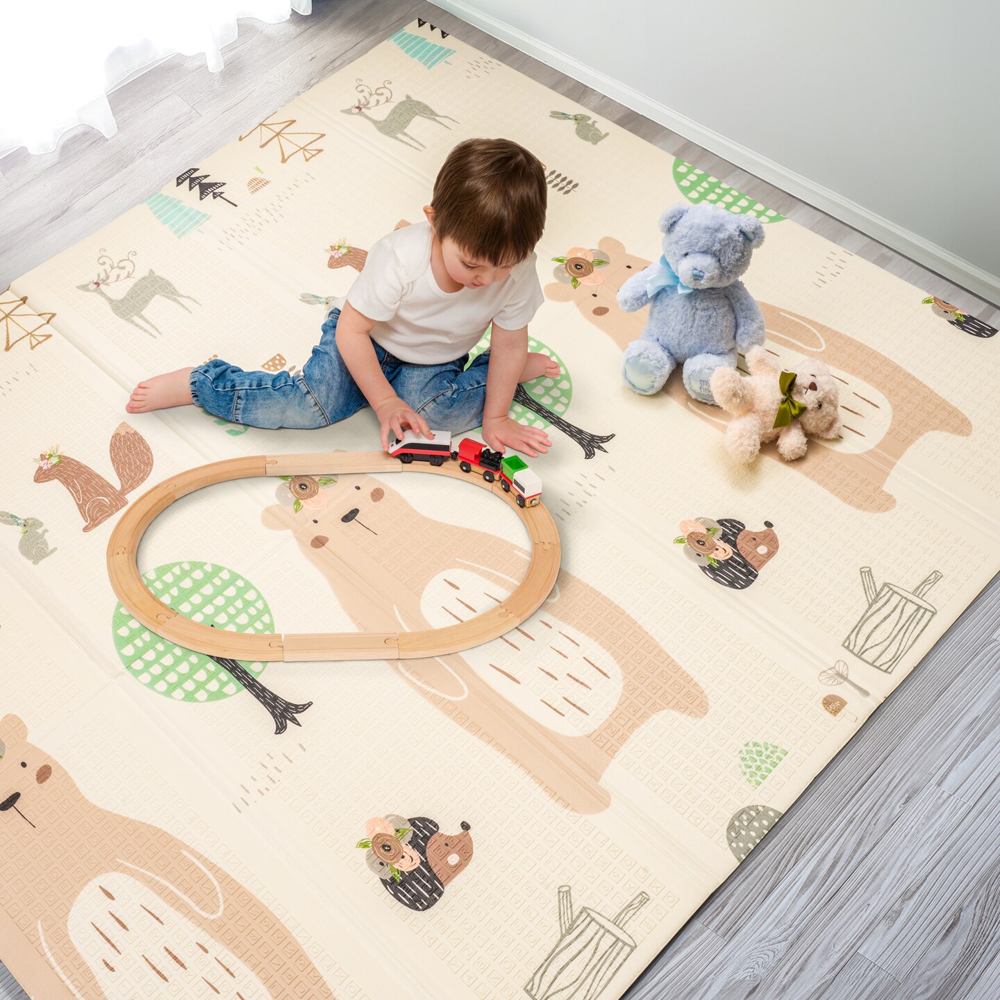 Sorbus Foldable Baby Play Mat, Kids Playtime & Tummy Time Foam Mats with Travel Bag for Babies, Infants, Toddlers, and Kids (Charming Neighborhood)