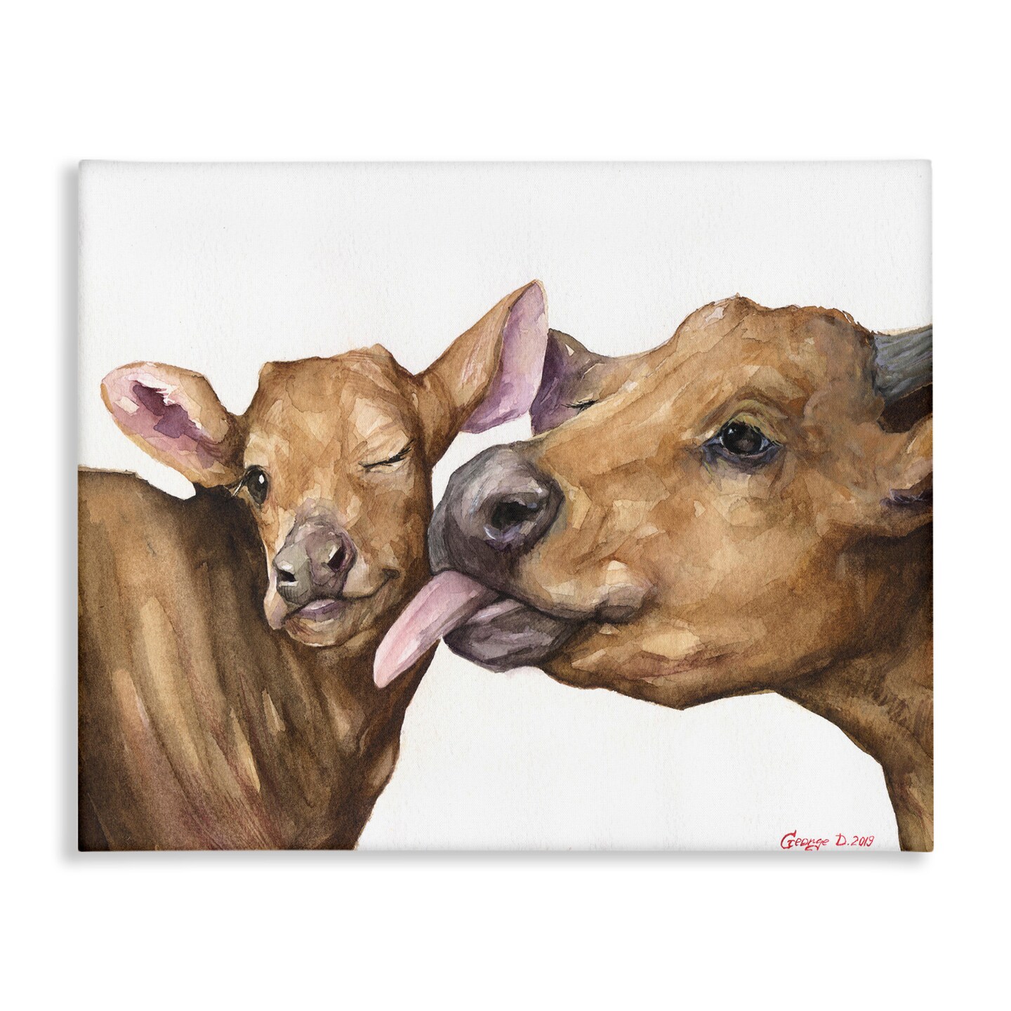 Stupell Industries Happy Cow Mother &#x26; Calf Canvas Wall Art