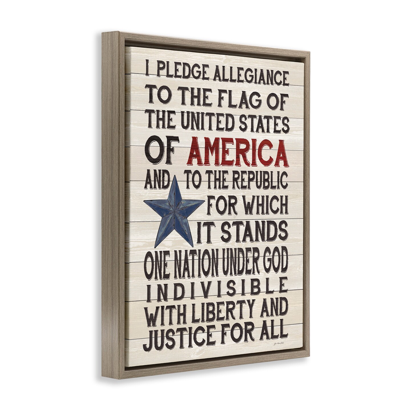 Stupell Industries Pledge of Allegiance Patriotic Framed Floater Canvas Wall Art
