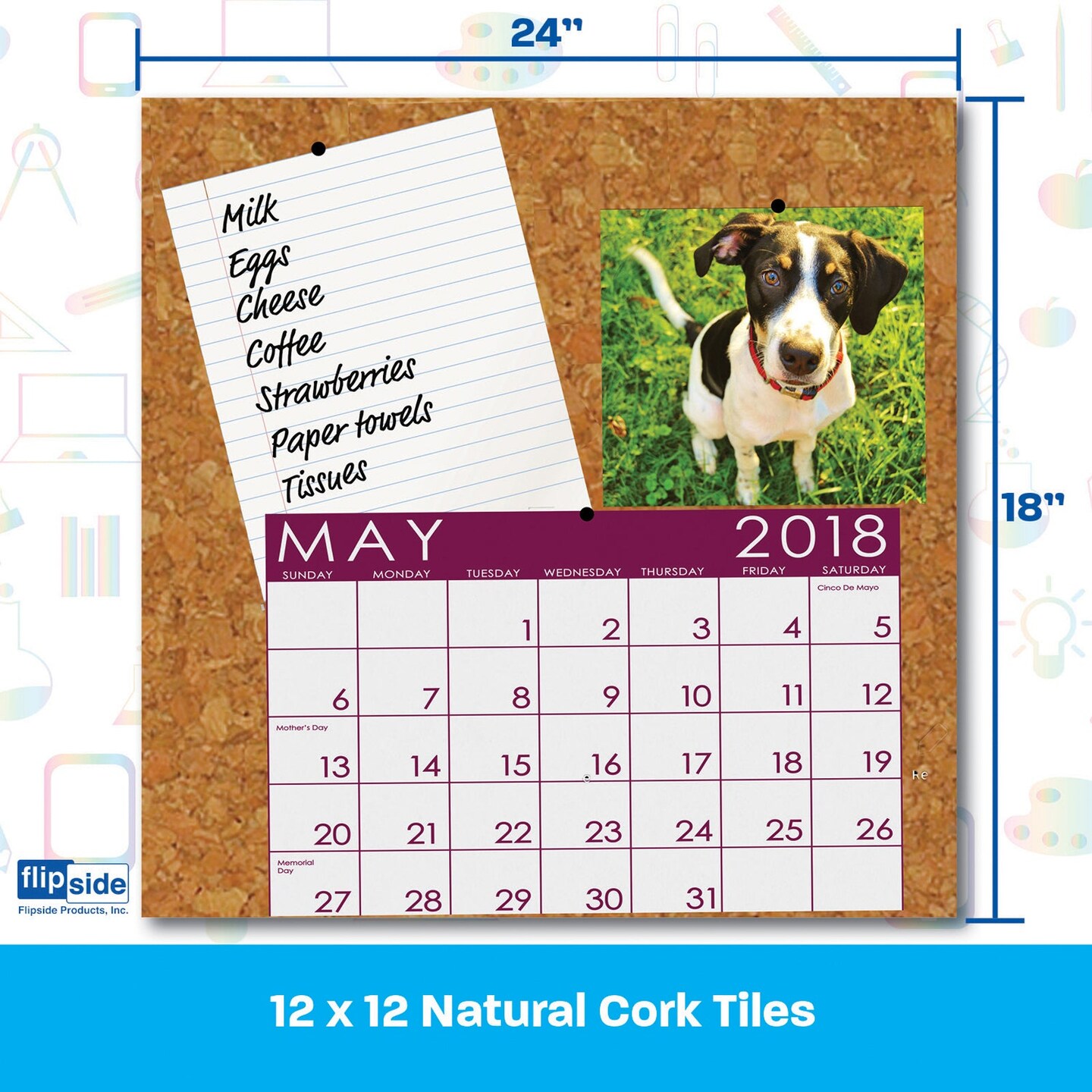 Cork Tiles, 6&#x22; x 6&#x22;, Set of 4