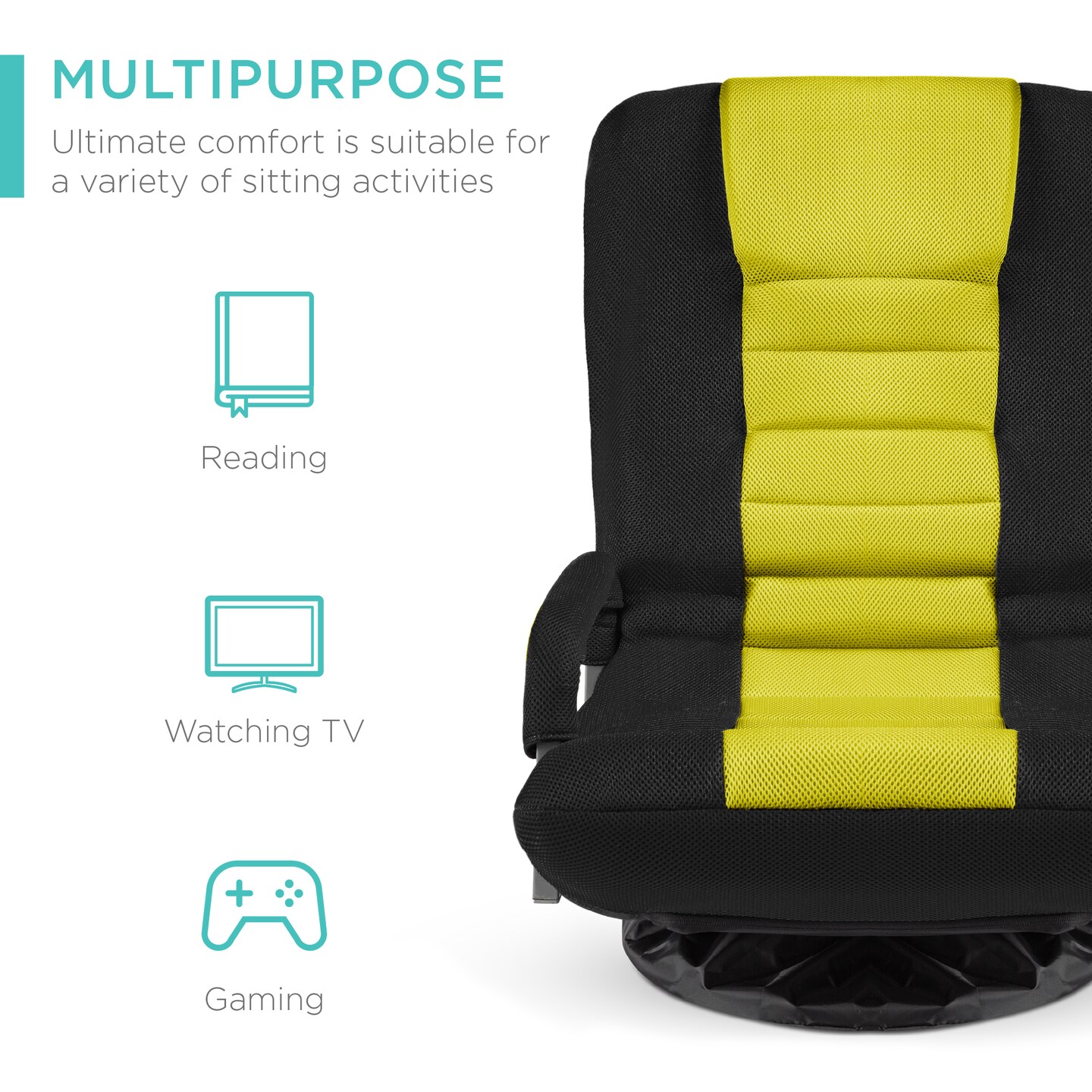 Best Choice Products 360-Degree Swivel Gaming Floor Chair w/ Armrest Handles, Foldable Adjustable Back