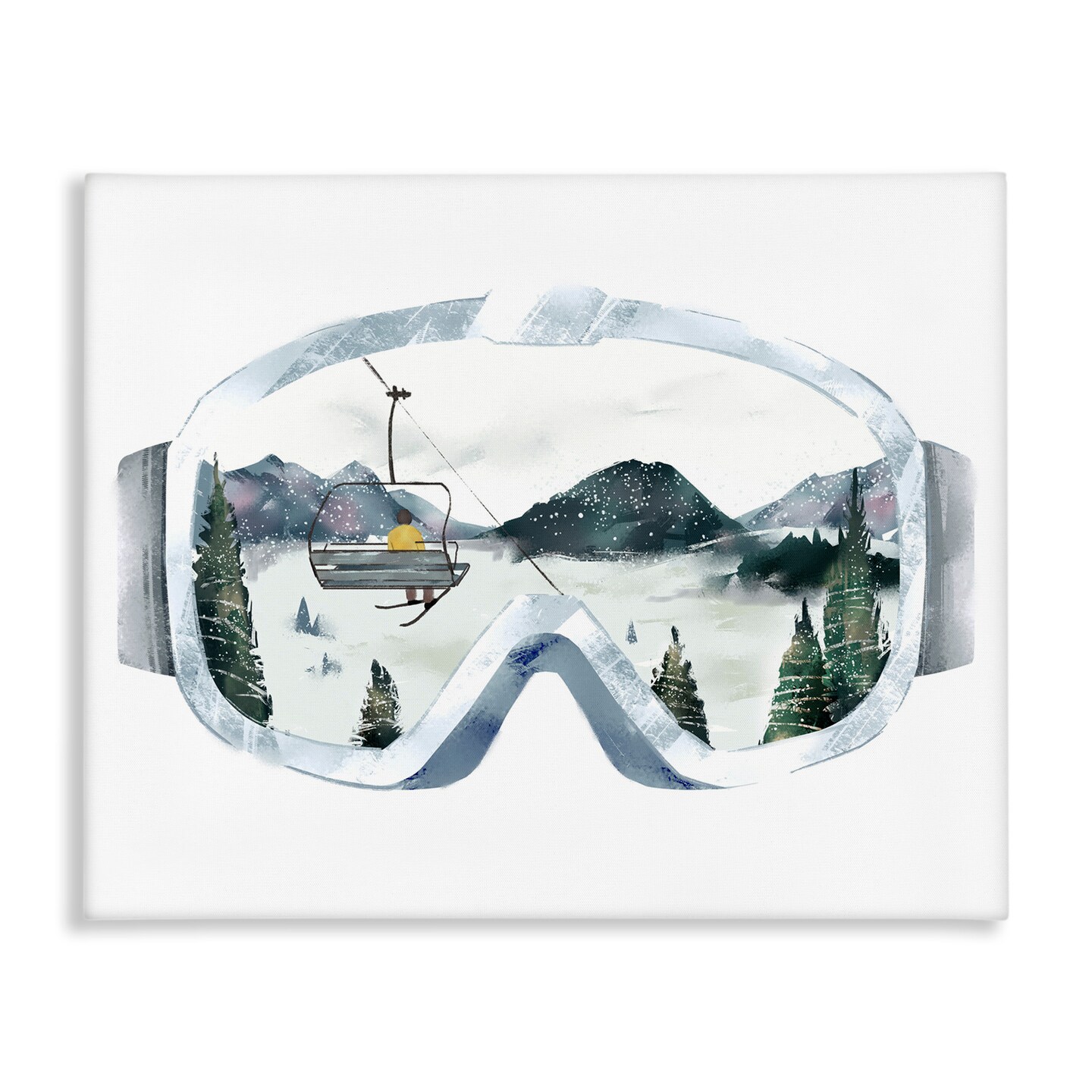 Stupell Industries Ski Mountain Reflection Goggles Canvas Wall Art