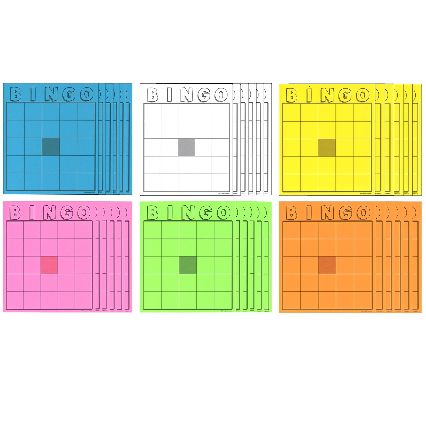 Blank Bingo Cards, Assorted Colors, 7-1/2&#x22; x 8-3/4&#x22;, Pack of 36
