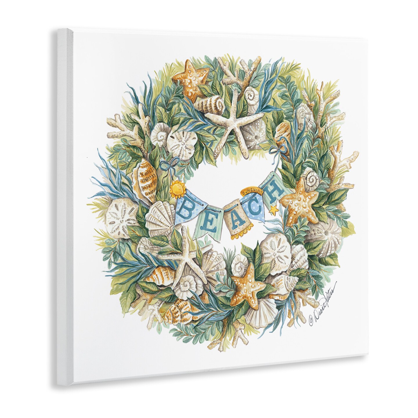 Stupell Industries Holiday Beach Seashell Wreath Wall Plaque Art