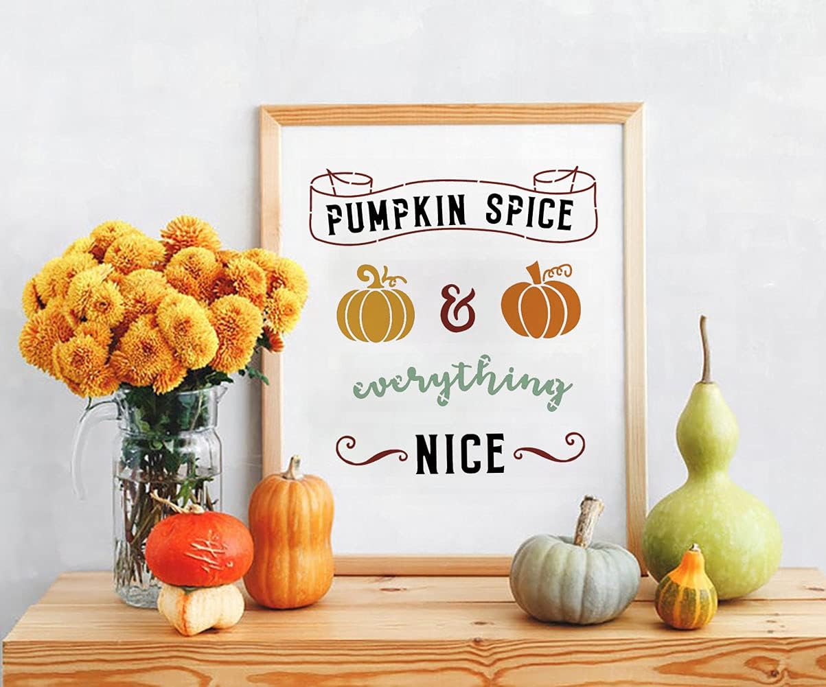 Fall Stencils: Pumpkin Stencil, Thanksgiving Stencil for Painting on Wood, Autumn Thankful Stencil for Porch, Wood Signs, Door Canvas Fabric