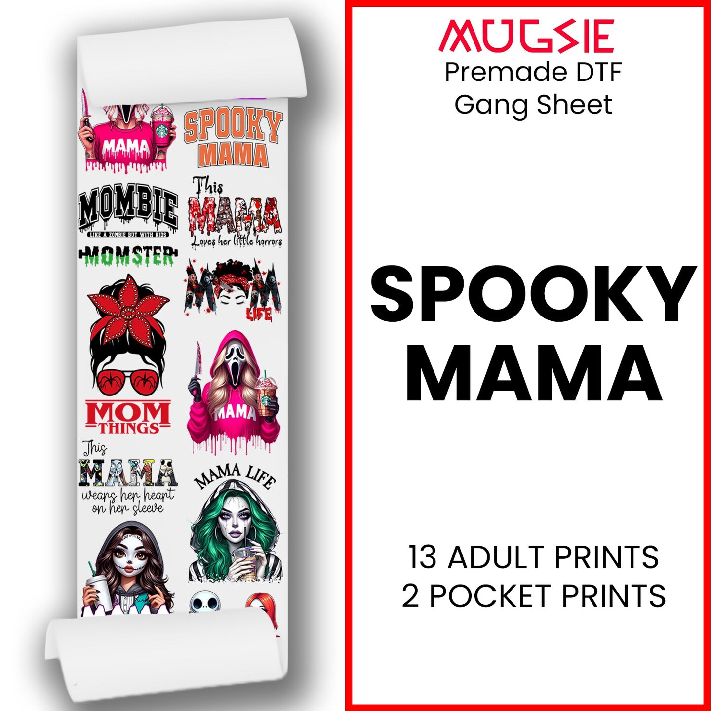 Spooky Mama DTF Transfer Gang Sheets - 22x60 Direct-to-Film