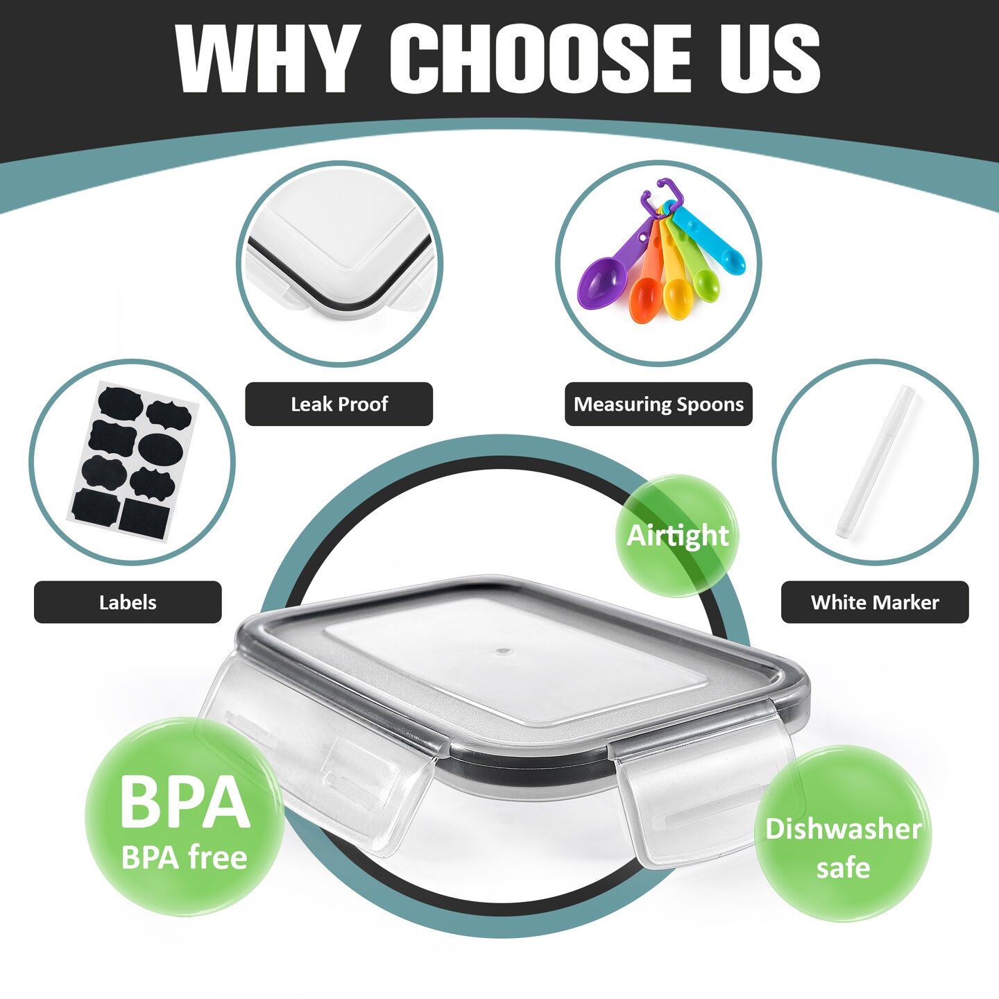 Sorbus 4 Pack Airtight Cereal Dispenser Canister Set with Lids - Easy Pour, Stackable, Store Dry Food, Rice Pasta and more