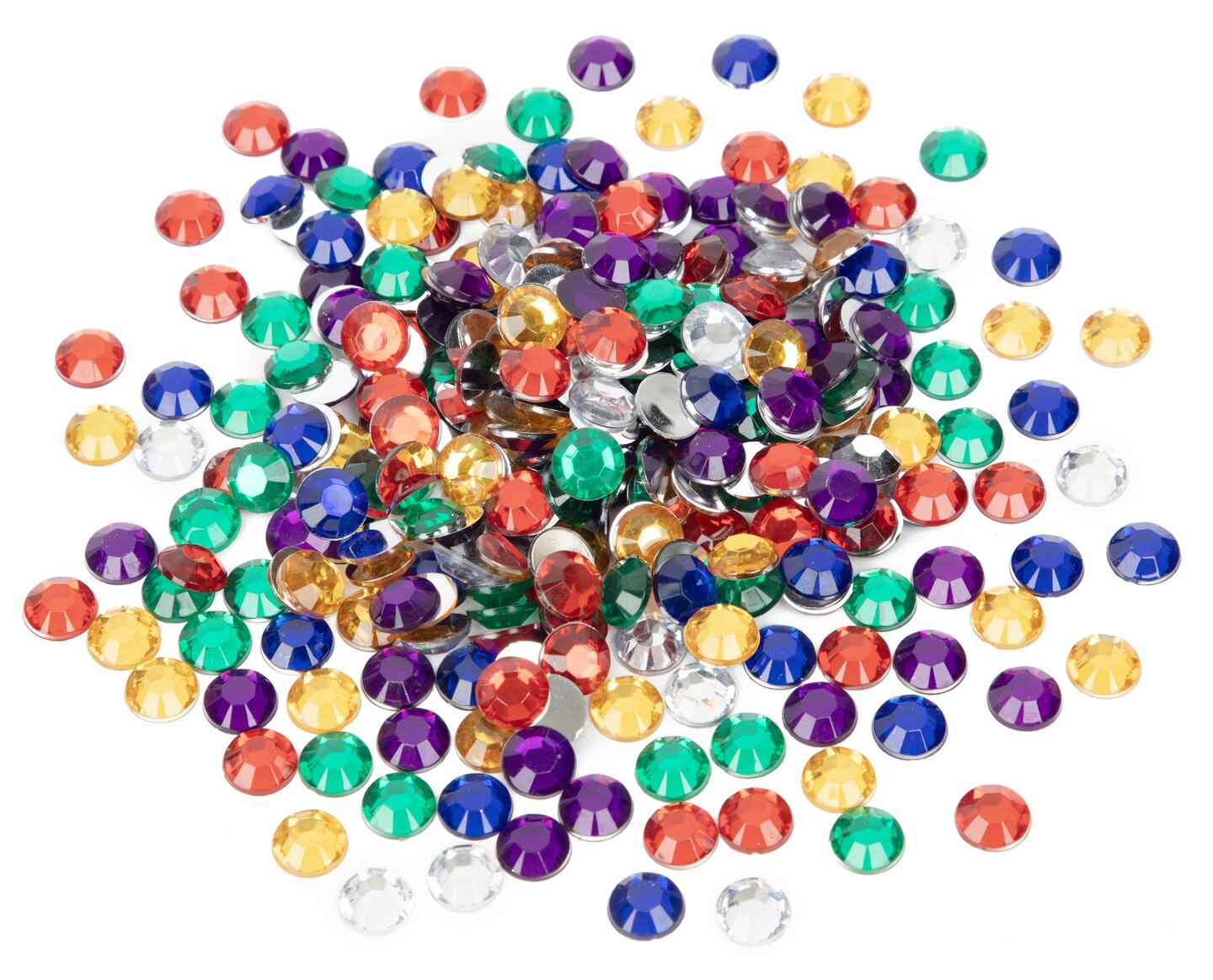 CousinDIY Gemstone Tub, 340 grams - Flat Back Faceted Round Craft Gems for Projects and Embellishments, Multicolor