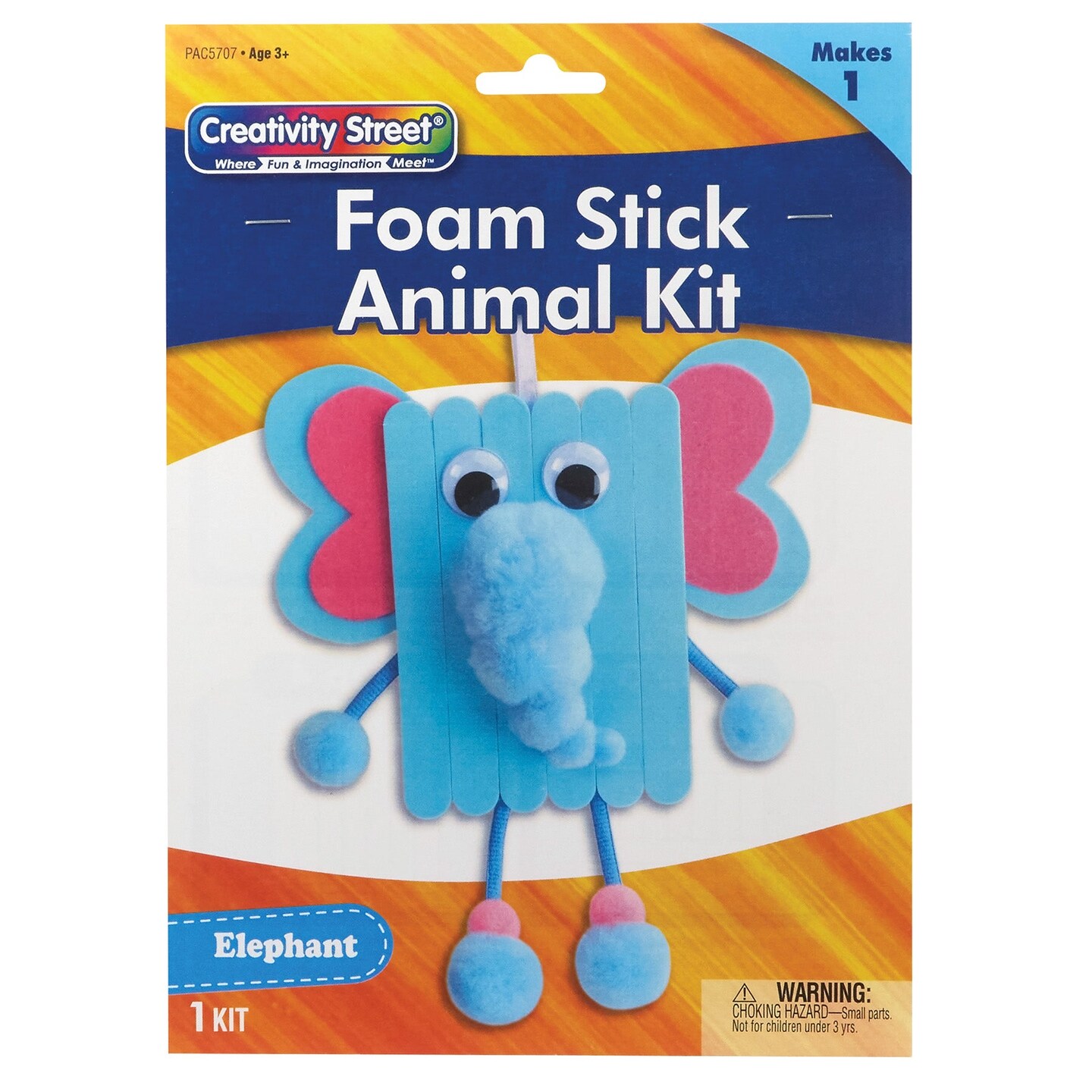 Foam Stick Animal Kit, Elephant, 7.75&#x22; x 11&#x22; x 1.25&#x22;, 1 Kit