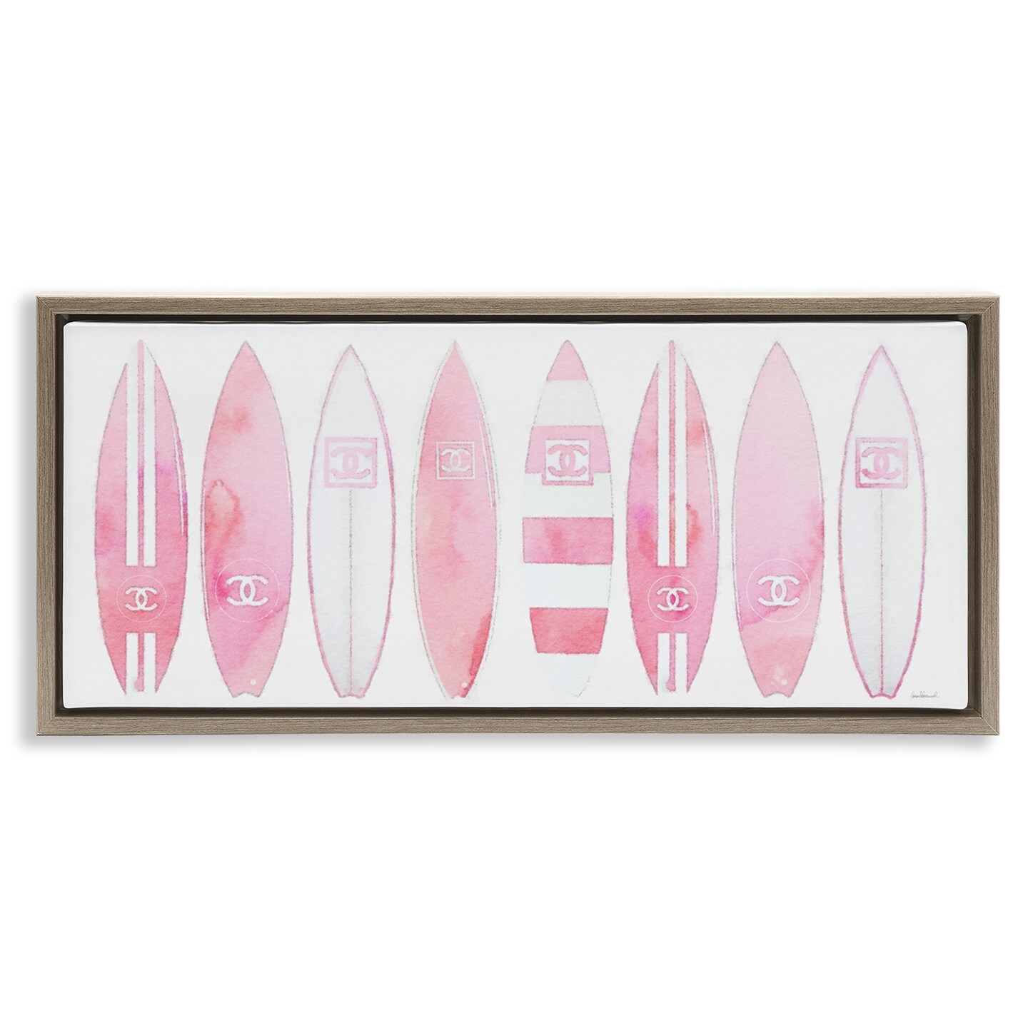 Stupell Industries Nautical Glam Fashion Surfboards Framed Floater Canvas Wall Art