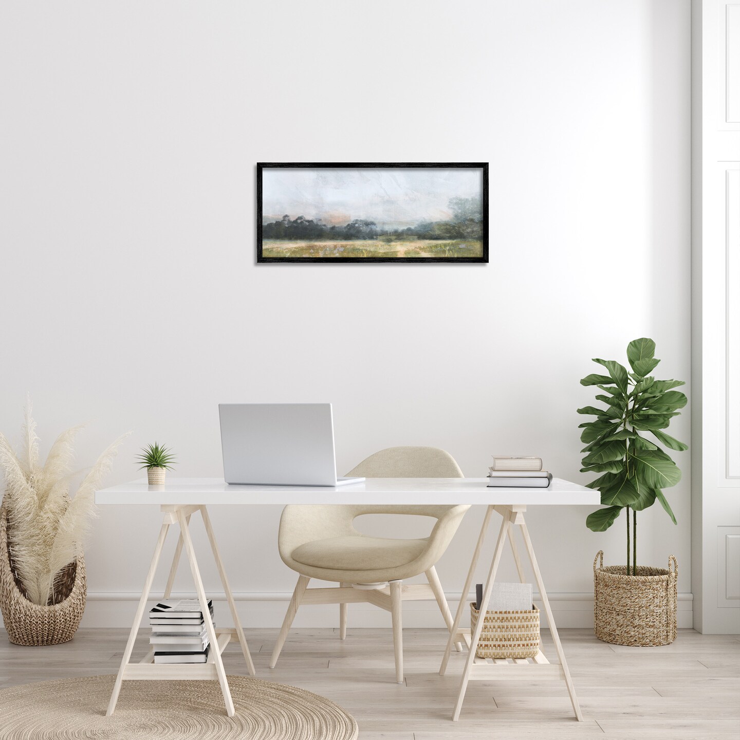 Stupell Industries Rural Field Abstract Landscape Framed Giclee Art