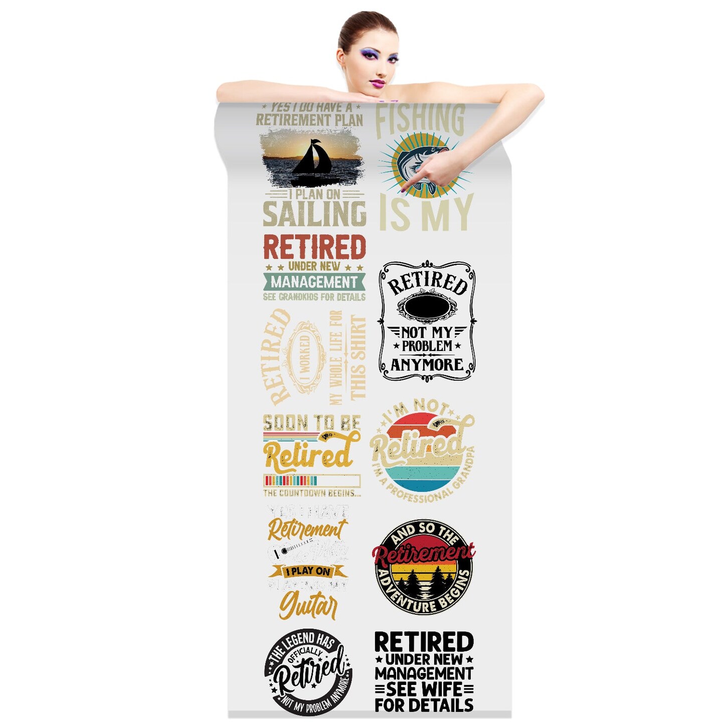 Retirement DTF Transfer Gang Sheets - 22x60 Direct-to-Film