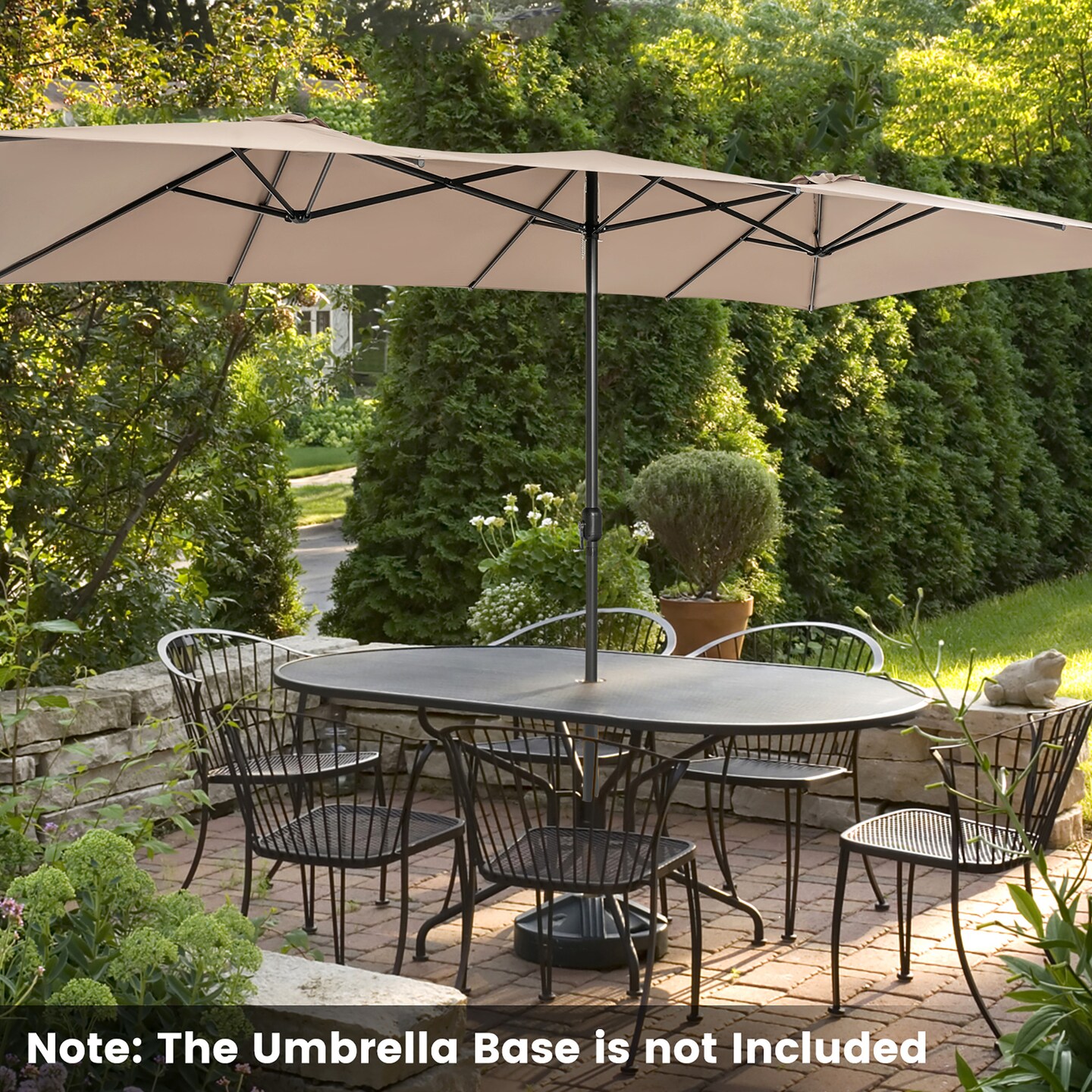 Costway 15FT Double-Sided Patio Market Umbrella Large Crank Handle Vented Outdoor Twin