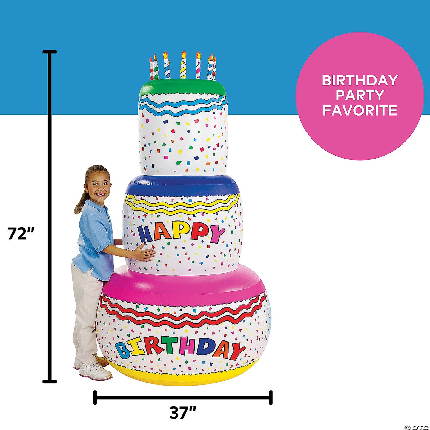 Jumbo Inflatable Vinyl Confetti Happy Birthday Cake 37" x 6 Ft