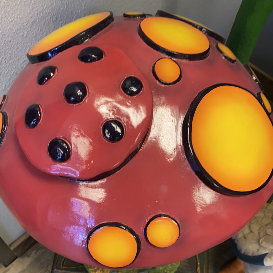 Small Striped Mushroom Over Sized Statue