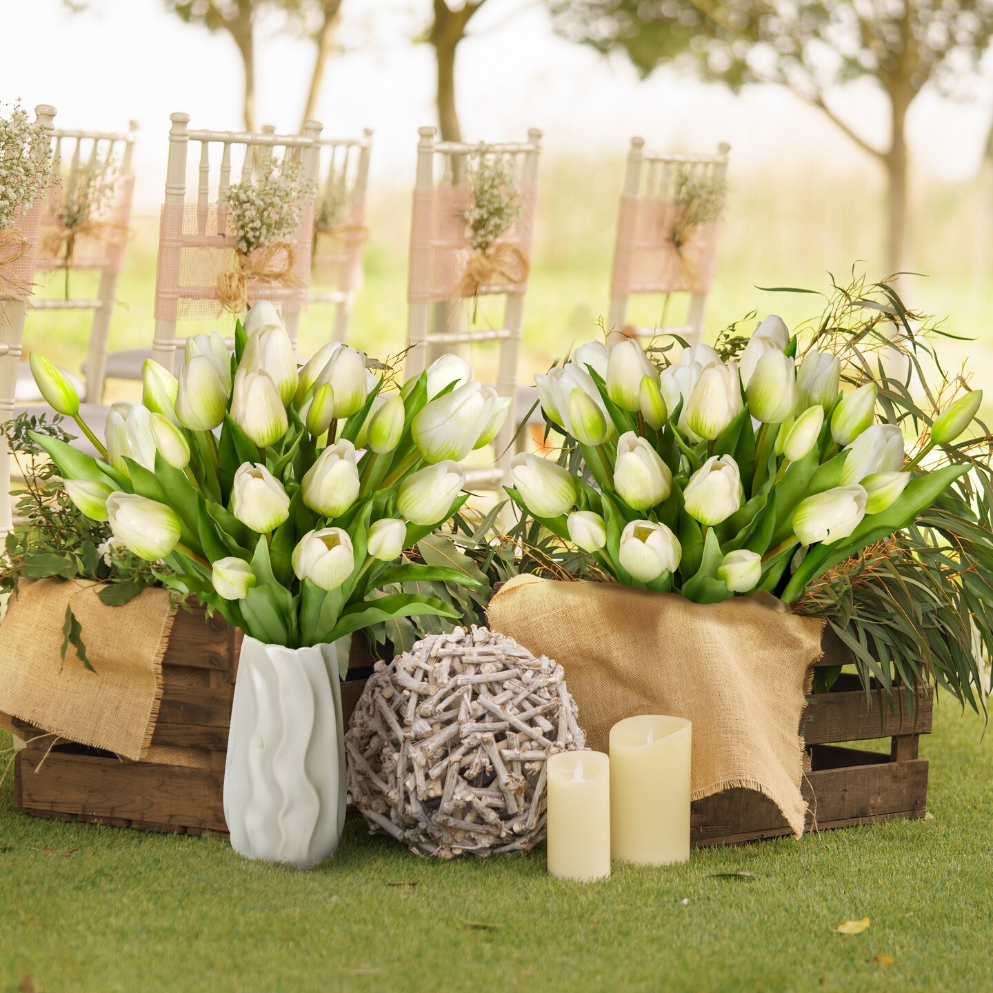 Tulips Artificial Flowers Bulk Faux Bouquets 12” Stems Fake Flowers Wedding Centerpiece Decoration Office Indoor Home Decor, 14 pcs