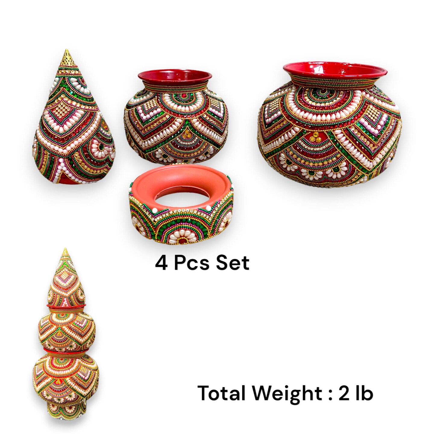 Decorative Kalash for Pooja Handmade Mild Steel Puja Kalash Wedding Decor Grah Pravesh Temple Home Mandir Decor - Festival Housewarming Gift Lota for Navratri Karvachauth Diwali