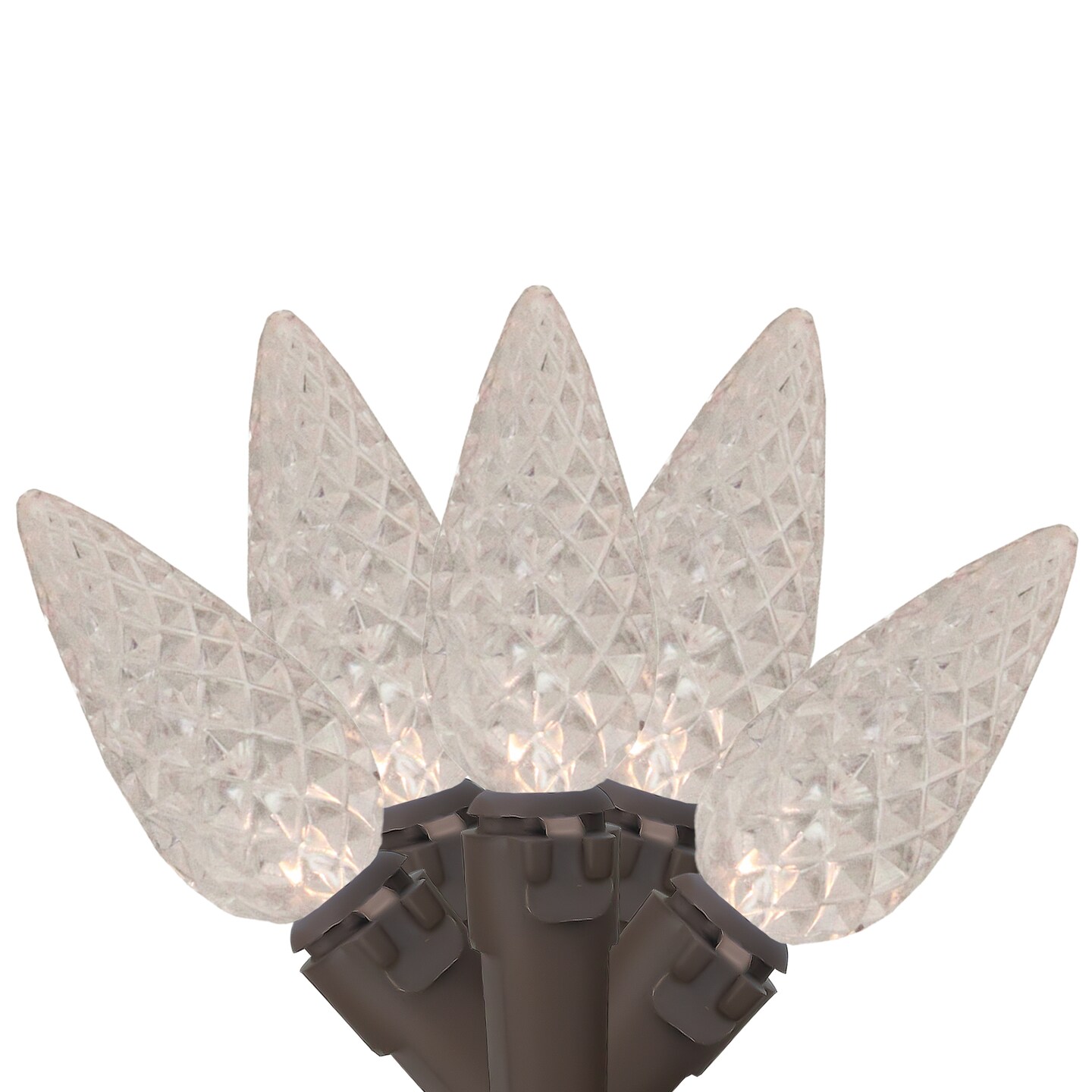 Northlight 70 Warm White LED Faceted C6 Christmas Lights - 23 ft Brown Wire
